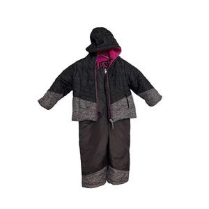 Arctic Quest AQ Girls Set Fleece Jacket and Bibs Snowpants Pink Gray Kids 3T